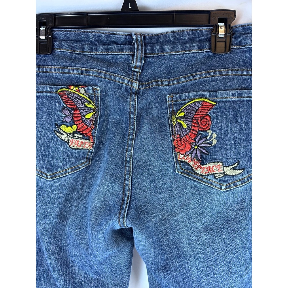 VTG Embroidered Pockets Women's Jeans Farlow Skinny Leg Size 13 Faith Love Peace